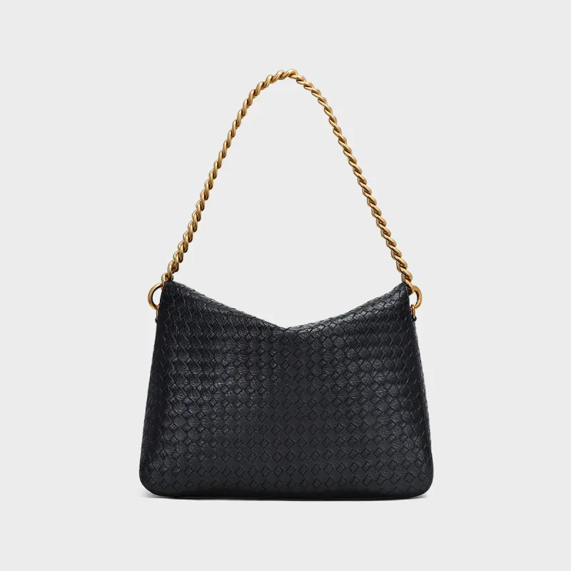 MILLIE'S Cow Leather Tote Crossbody Bag, Shoulder Bag, Chain Shoulder Bag Regular Women's Black-4