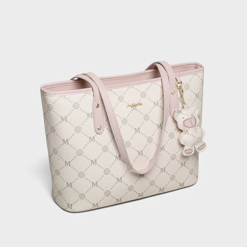MILLIE'S Synthetic Leather Tote Bag, Shopping Bag, Portable Underarm Shoulder Bag Regular Women's Pink-1
