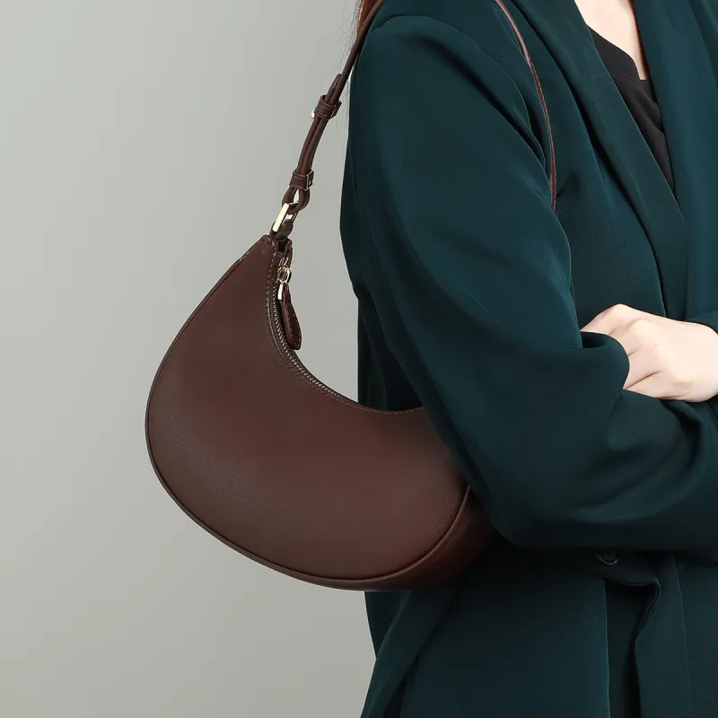MILLIE'S Cow Leather Crescent Baguette Bag Handbag, Shoulder Bag Regular Women's Russet-2