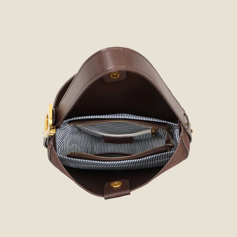 MILLIE'S Cow Leather Crossbody Bag Shoulder Bag Saddle Bag Regular Women's Coffee/Burgundy-5