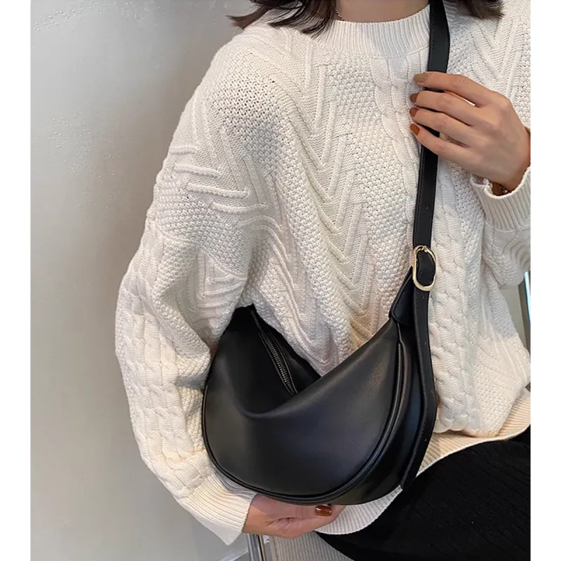 MILLIE'S Synthetic Leather Underarm Crossbody Bag, Shoulder Bag Regular Women's Black/White-2