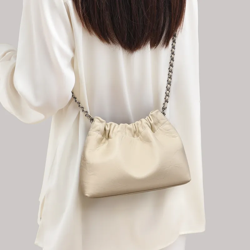MILLIE'S Cow Leather Patchwork Synthetic Leather Shoulder Bag Crossbody Bag Regular Women's Silver/Ecru-7