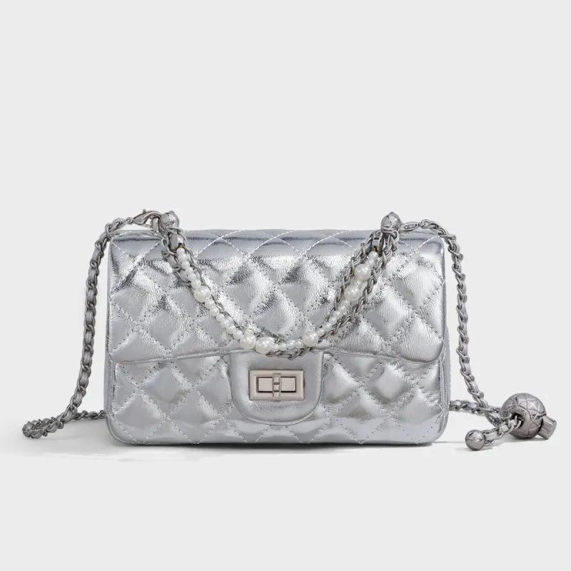 MILLIE'S Cow Leather Underarm Shoulder Bag, Crossbody Bag Regular Women's Silver-3