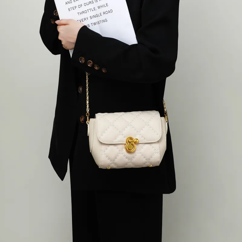 MILLIE'S Cow Leather Shoulder Bag, Crossbody Bag Regular Women's Milkshake White-5