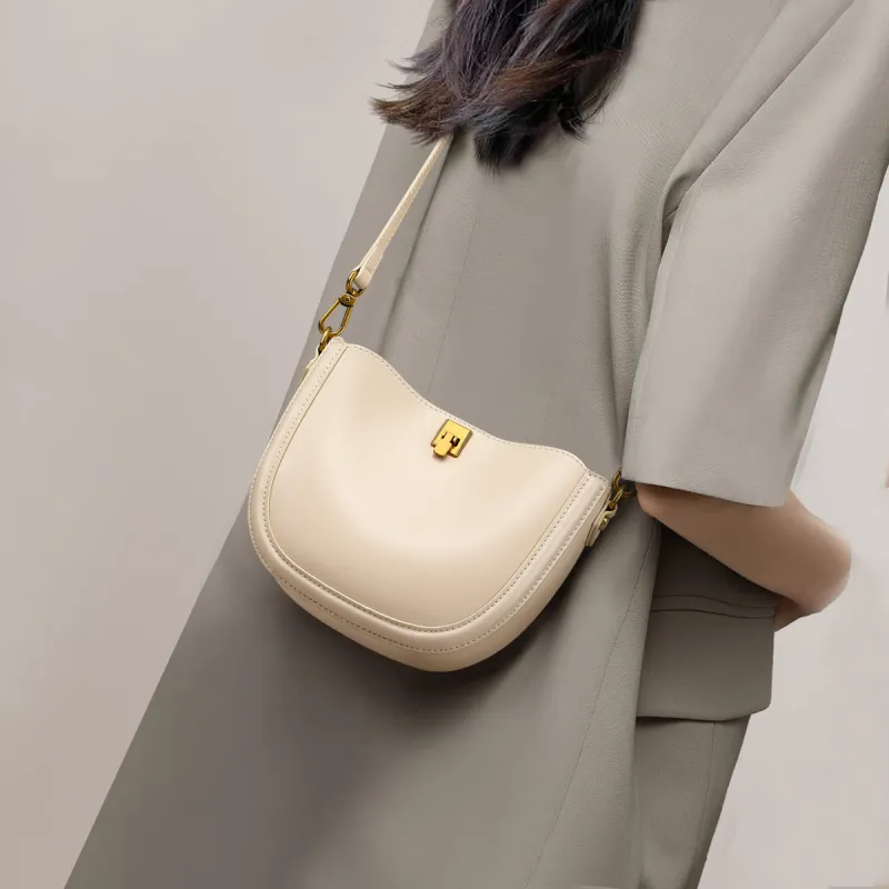 MILLIE'S Synthetic Leather Underarm Shoulder Bag, Crossbody Bag Regular Women's Ecru-1