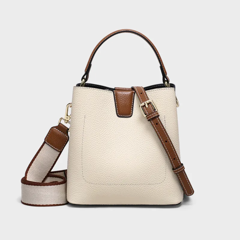MILLIE'S Cow Leather Shoulder Bag, Crossbody Bag, Handbag Regular Women's Ecru/Caramel-4