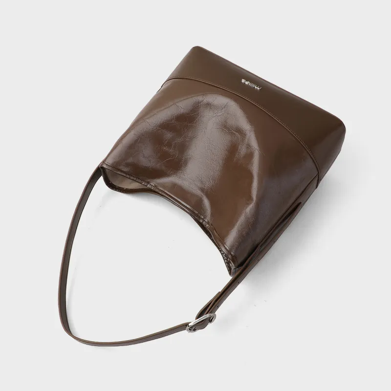 MILLIE'S Cow Leather Handbag Shoulder Bag Hobo Bag Tote Regular Women's Brown-4