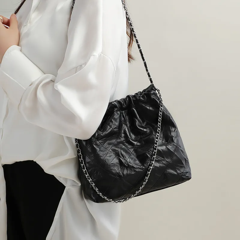 MILLIE'S Cow Leather Underarm Shoulder Bag, Bucket Bag Women's Black-3