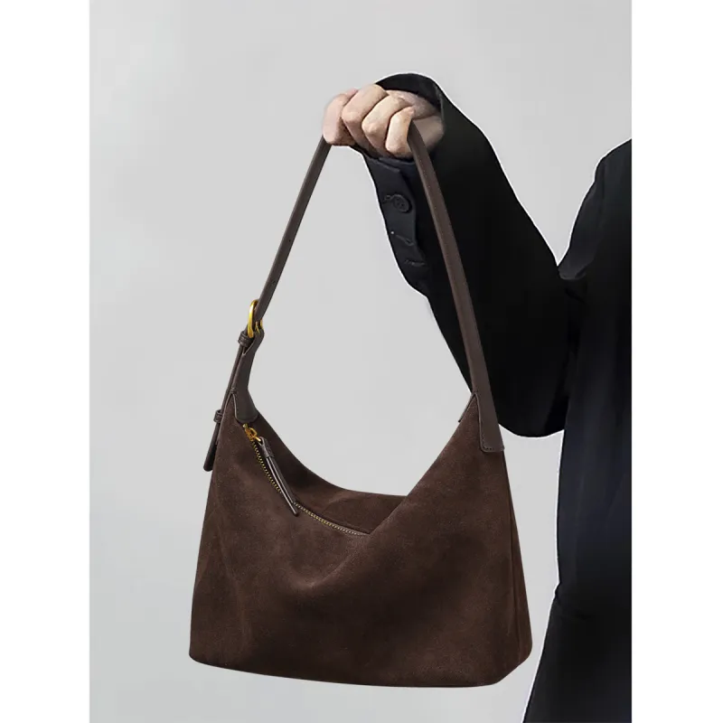 MILLIE'S Cow Leather Portable Crossbody Bag, Shoulder Bag, Underarm Tote Women's Coffee/Brown-5