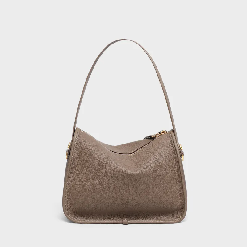 MILLIE'S Cow Leather Patchwork Synthetic Leather Shoulder Bag Regular Women's Chestnut/Cream Apricot-4