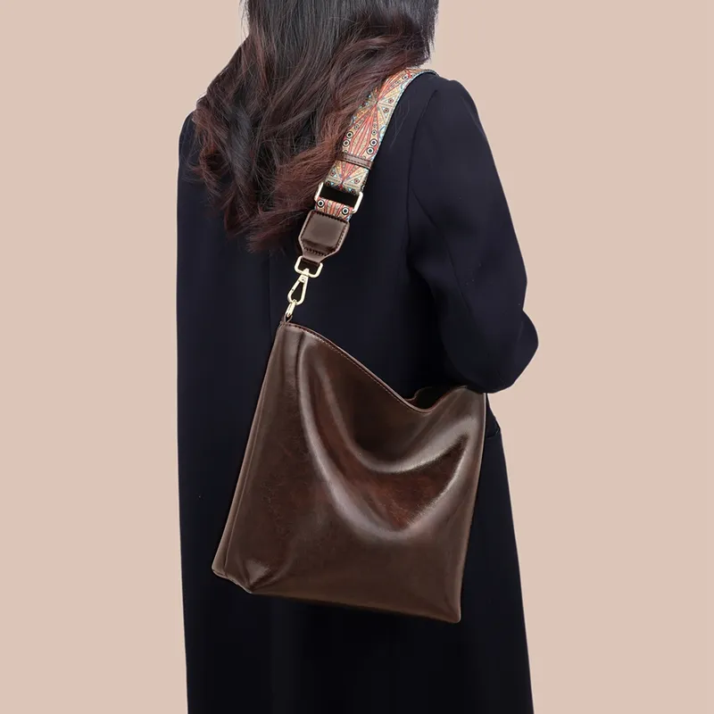 MILLIE'S Cow Leather Underarm Shoulder Bag, Crossbody Bag Tote Regular Women's Coffee-4