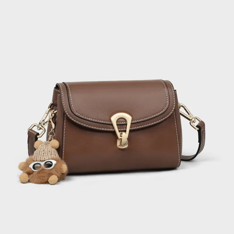 MILLIE'S Cow Leather Underarm Crossbody Bag, Shoulder Bag, Small Square Bag Regular Women's Coffee-2