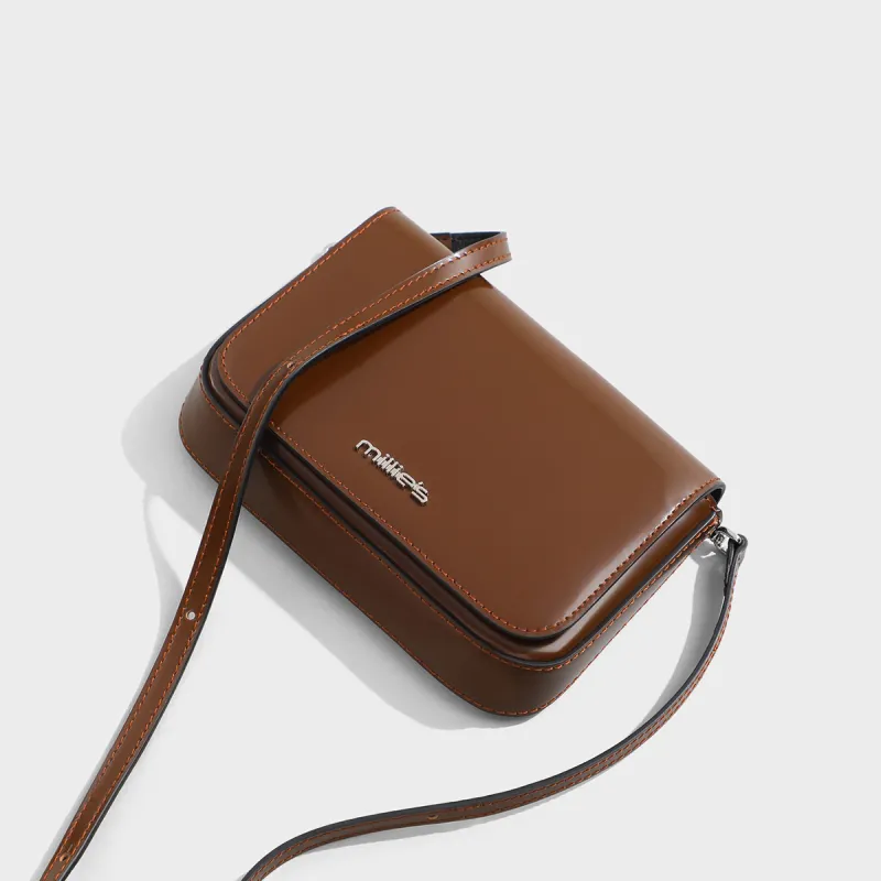 MILLIE'S Cow Leather With Synthetic Leather Shoulder Bag Tofu Bag Regular Women's Coffee/Black-3