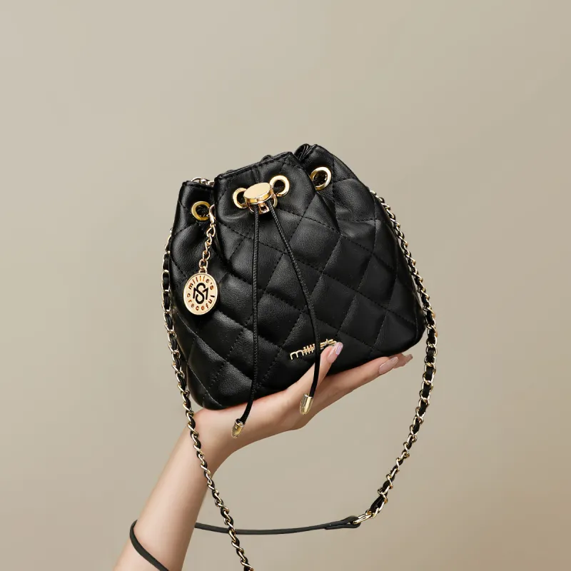 MILLIE'S Cow Leather Shoulder Bag Crossbody Bag Regular Women's Ecru/Black-5