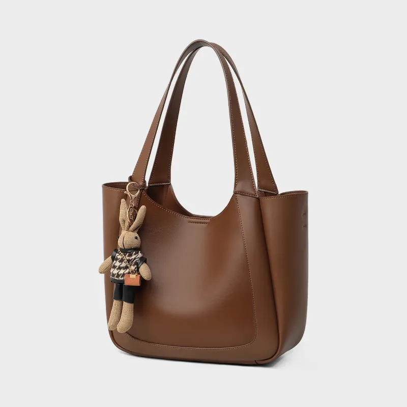 MILLIE'S Cow Leather Portable Underarm Shoulder Bag, Tote Bag, Shopping Bag Regular Women's Brown-2