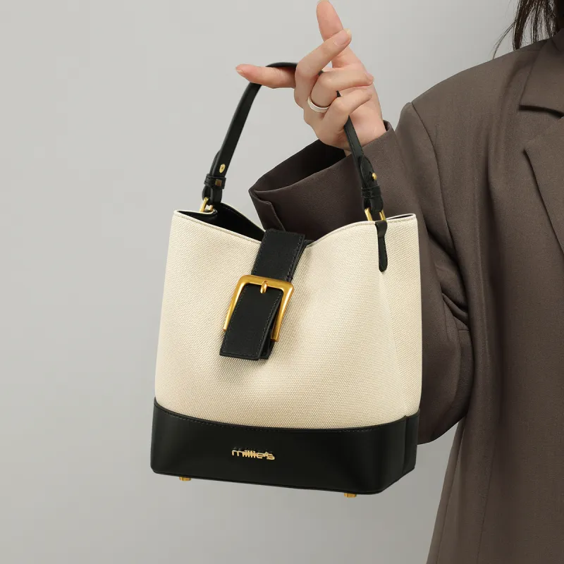 MILLIE'S Synthetic Leather One Shoulder Handbag Regular Women's Brown & White/Black & White-8