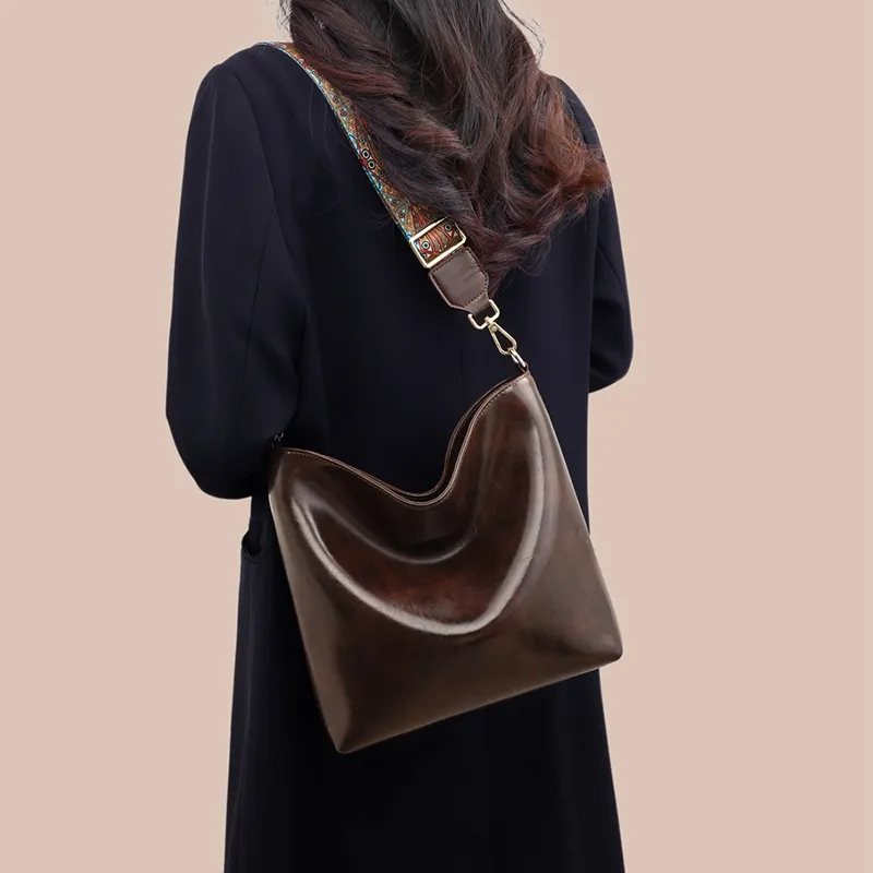 MILLIE'S Cow Leather Underarm Shoulder Bag, Crossbody Bag Tote Regular Women's Coffee-3