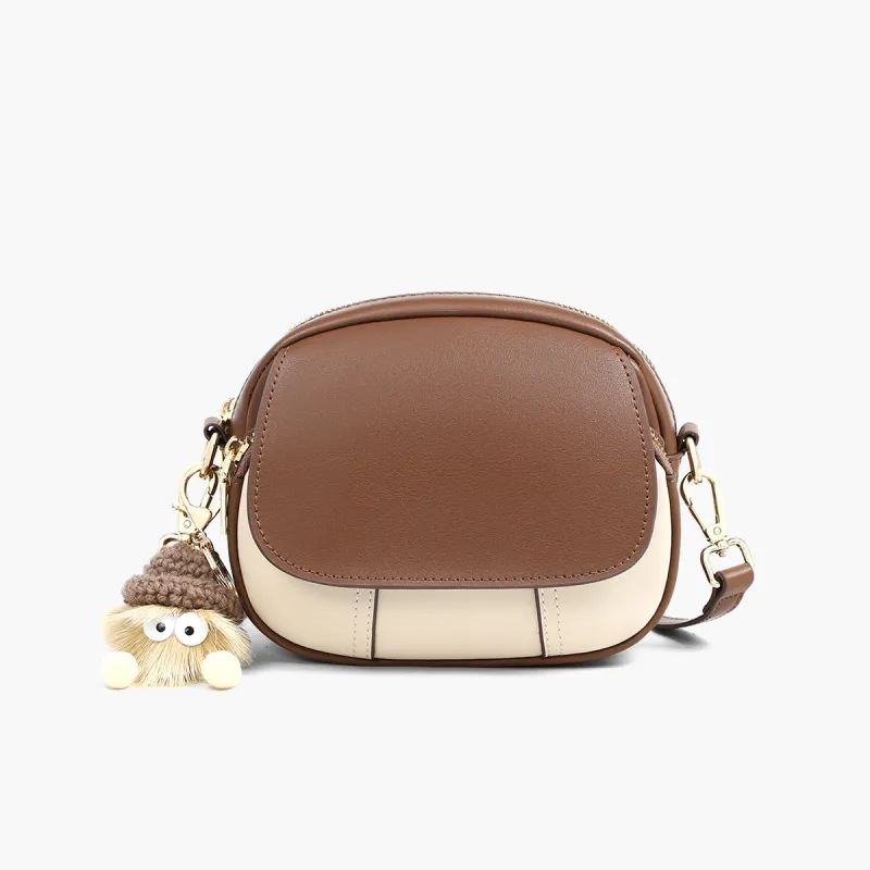 MILLIE'S Cow Leather Underarm Shoulder Bag Crossbody Bag Dome Bag Regular Women's White & Coffee/Coffee-1