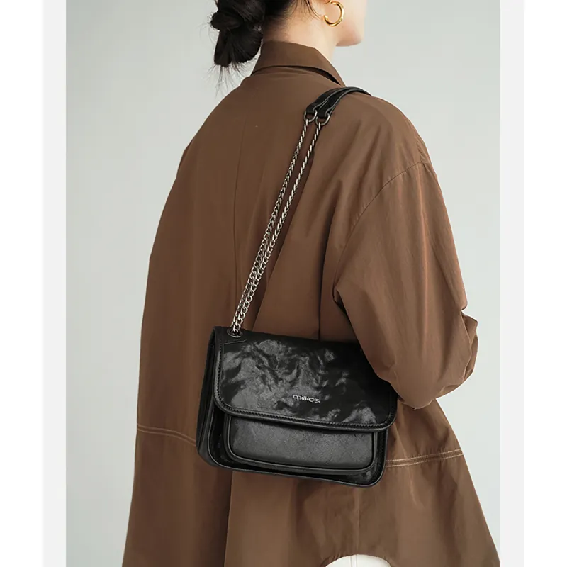 MILLIE'S Cow Leather With Synthetic Leather Underarm Shoulder Bag, Crossbody Bag Regular Women's Black-2