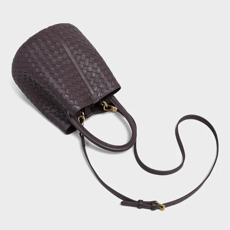 MILLIE'S Sheepskin Patchwork Leather Basket Bag, Handbag, Crossbody Bag, Shoulder Bag, Combo Bag Regular Women's Purple-3