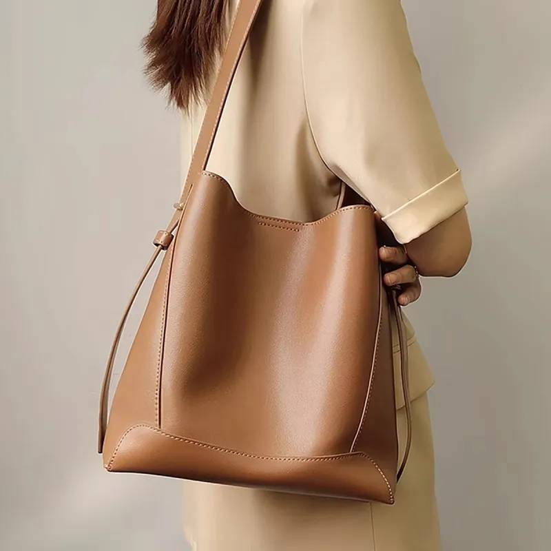 MILLIE'S Cow Leather Shoulder Bag Regular Women's Cocoa Brown/Vanilla Yellow/Light Oxygen White-1