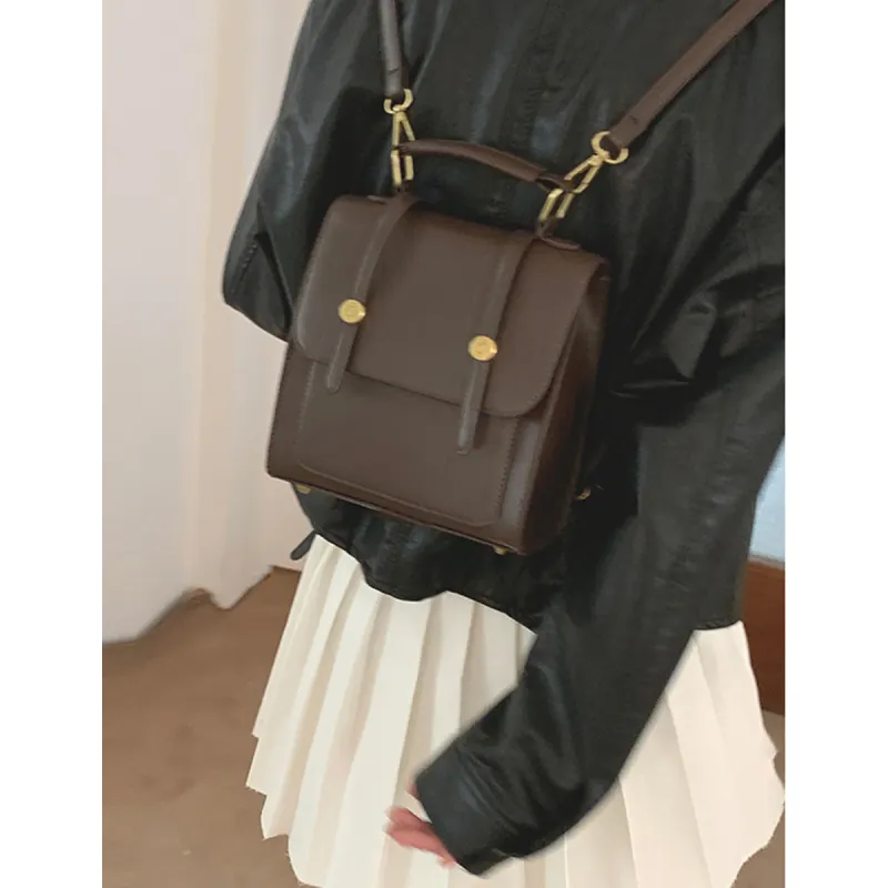 MILLIE'S Synthetic Leather Satchel Bag Backpack Regular Women's Coffee-1