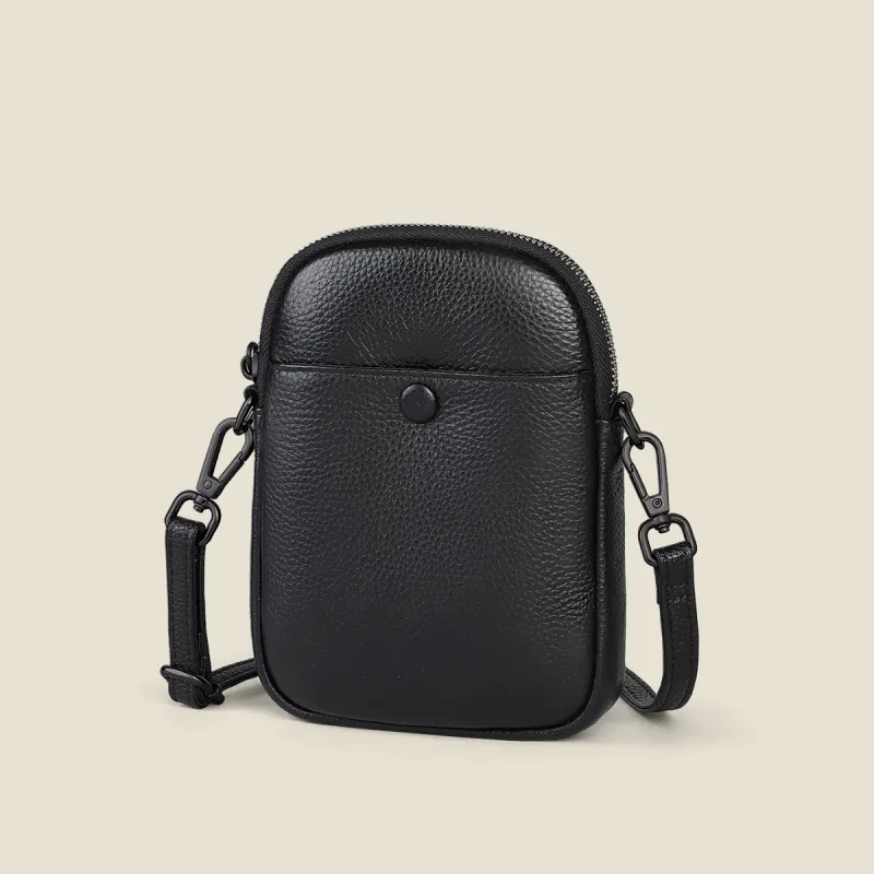 MILLIE'S Cow Leather Shoulder Bag, Crossbody Bag Trumpets Women's Black-2