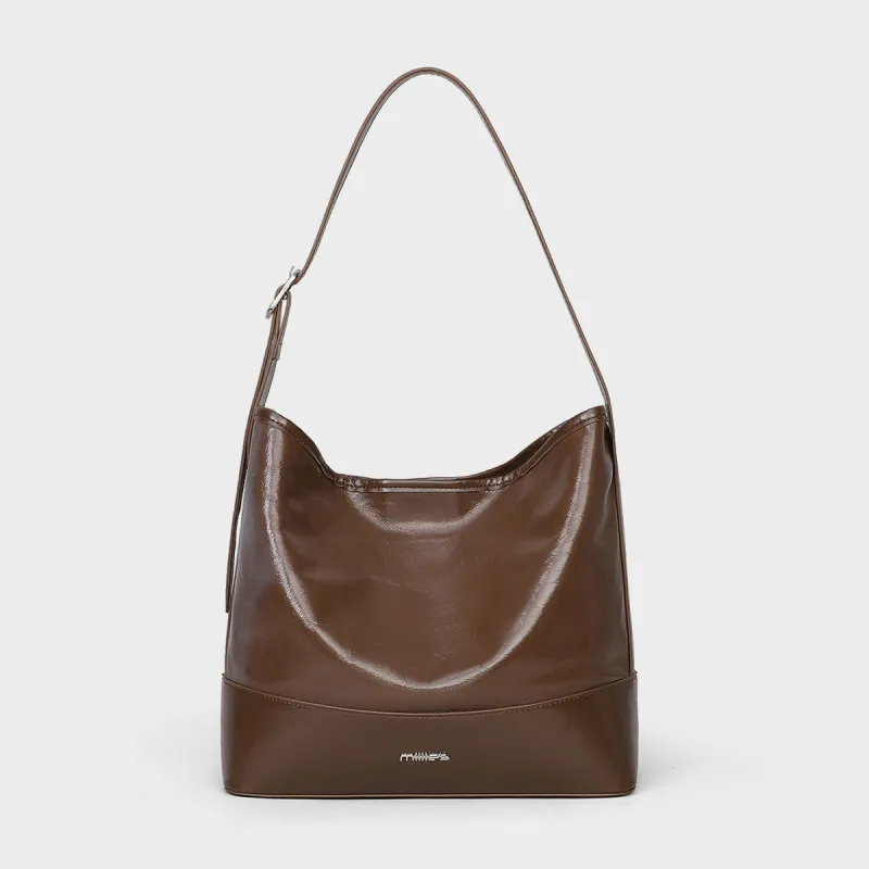 MILLIE'S Cow Leather Handbag Shoulder Bag Hobo Bag Tote Regular Women's Brown-3