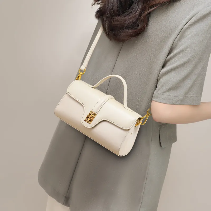 MILLIE'S Cow Leather Shoulder Bag, Crossbody Bag, Handbag Regular Women's Pearl White-1
