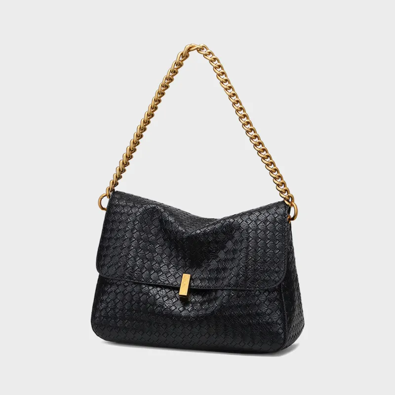 MILLIE'S Cow Leather Tote Crossbody Bag, Shoulder Bag, Chain Shoulder Bag Regular Women's Black-2