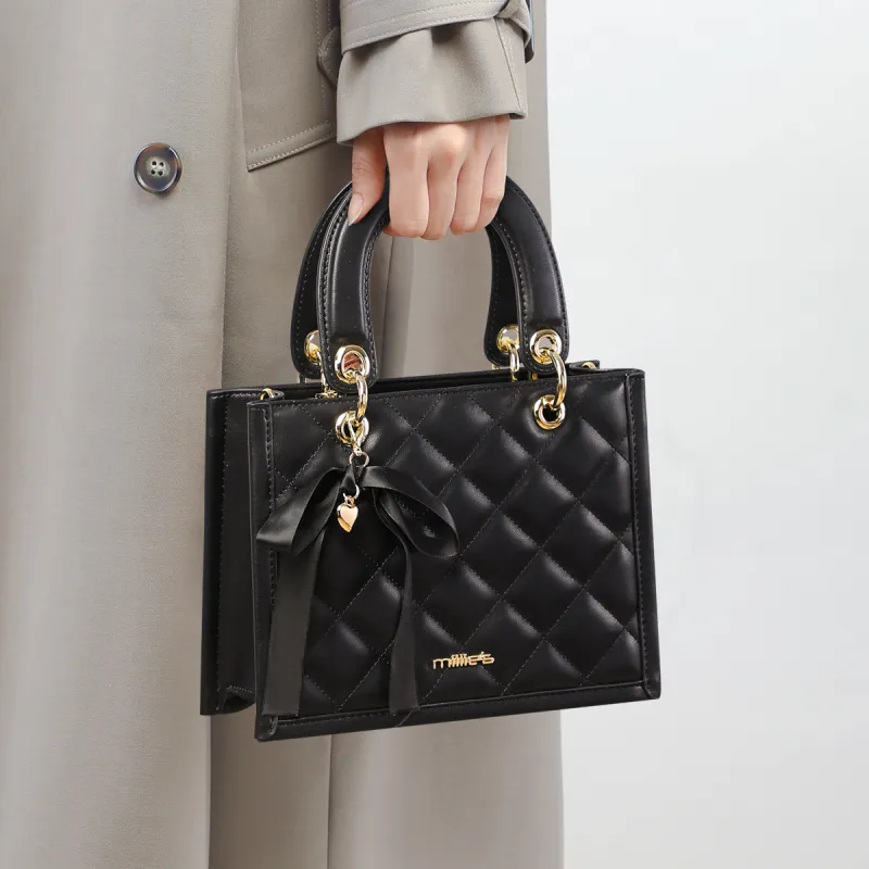 MILLIE'S Cow Leather With Synthetic Leather Handbag Regular Women's Athenian Black-1