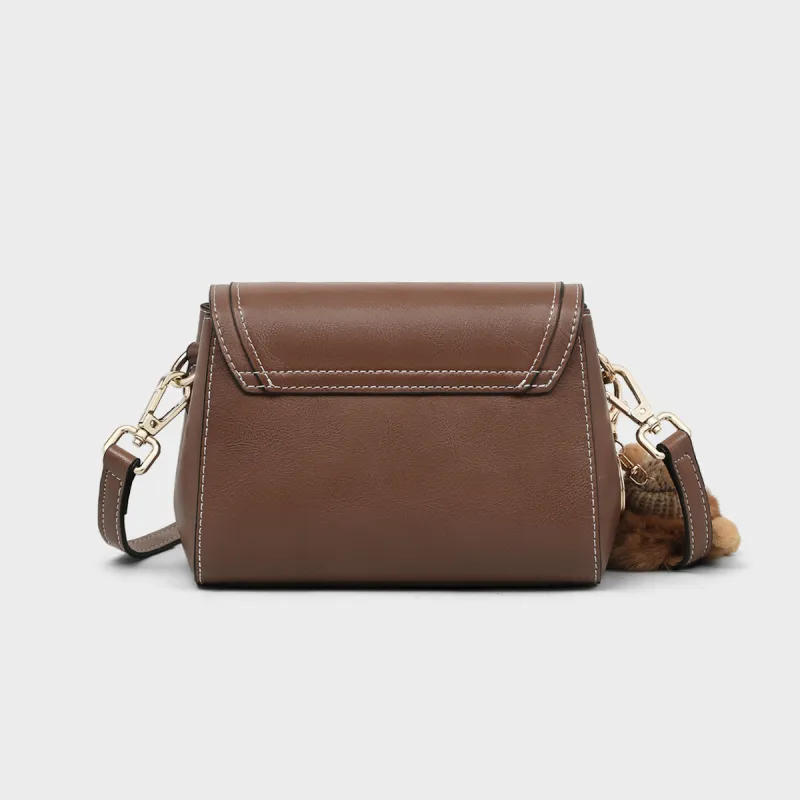 MILLIE'S Cow Leather Underarm Crossbody Bag, Shoulder Bag, Small Square Bag Regular Women's Coffee-4