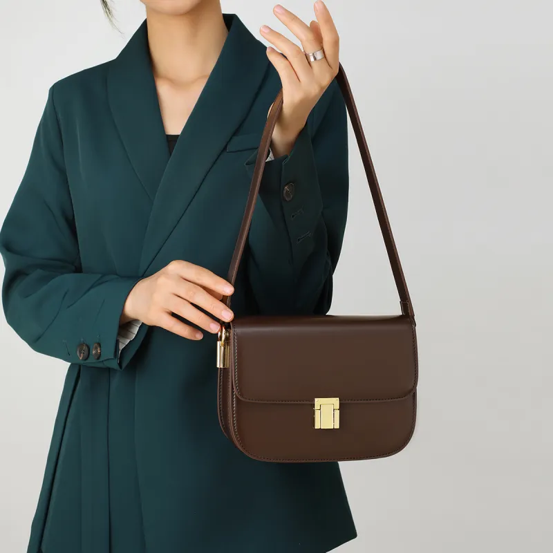 MILLIE'S Cow Leather Underarm Crossbody Bag, Shoulder Bag Regular Women's Chocolate-3