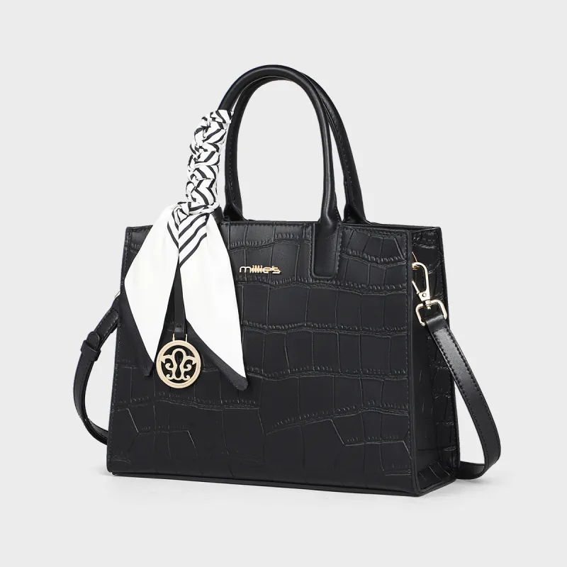 MILLIE'S Cow Leather Mom Bag Handbag Regular Women's Black-17