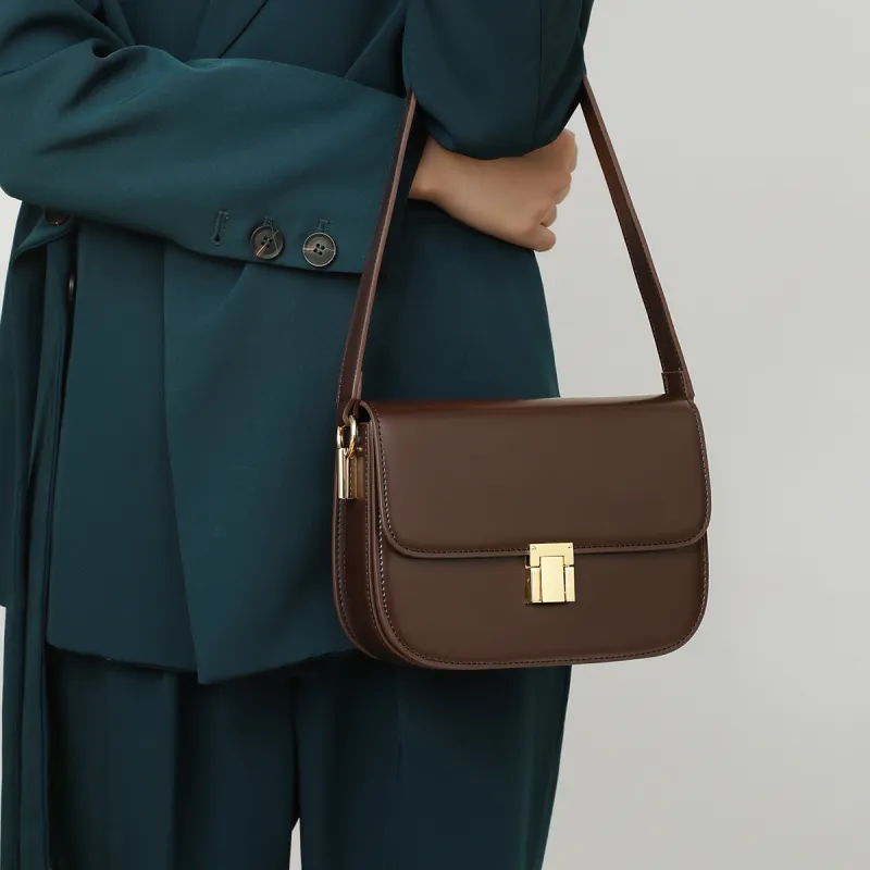 MILLIE'S Cow Leather Underarm Crossbody Bag, Shoulder Bag Regular Women's Chocolate-2