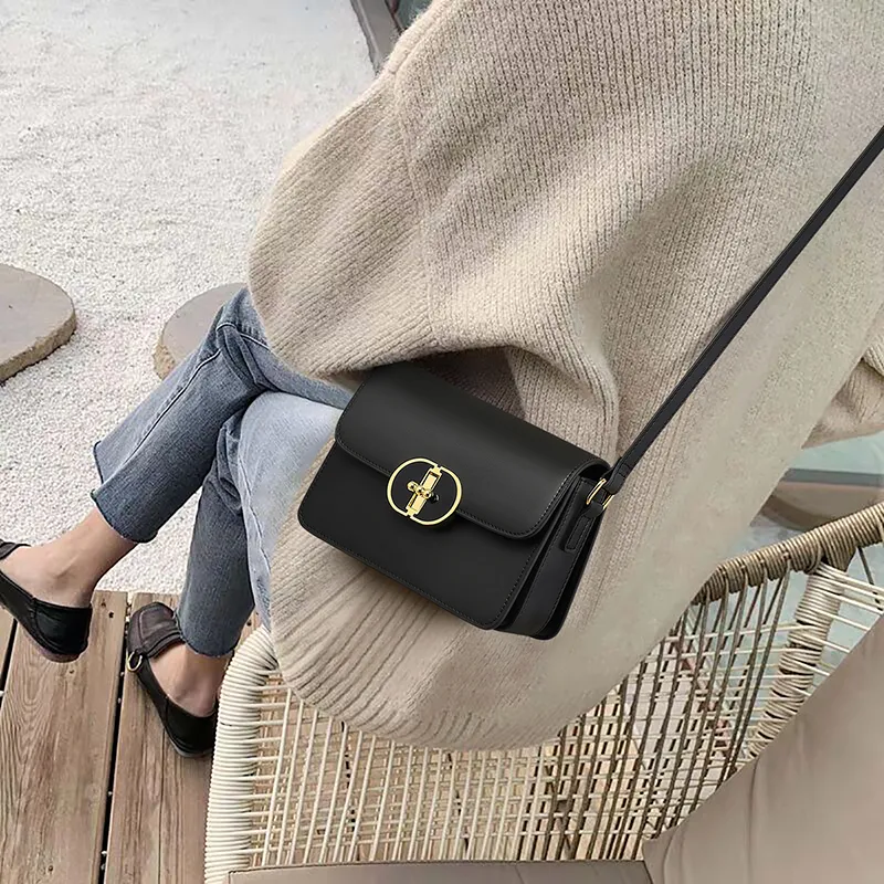 MILLIE'S Cow Leather With Synthetic Leather Shoulder Bag Regular Women's Black-1
