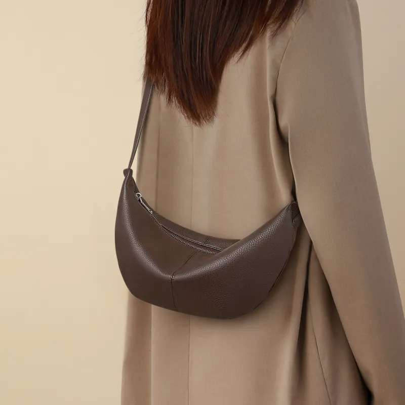 MILLIE'S Cow Leather Armpit Shoulder Dumpling Bag Crossbody Bag Regular Women's Black/Coffee-7