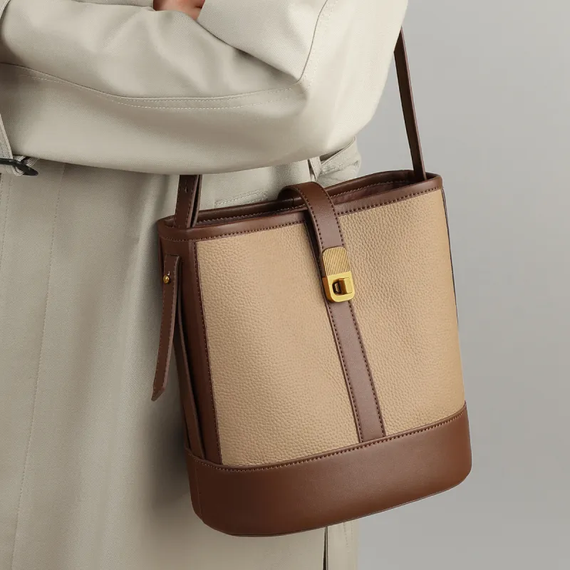 MILLIE'S Cow Leather Underarm Shoulder Bag, Crossbody Bag Regular Women's Apricot & Brown-6