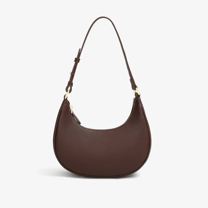 MILLIE'S Cow Leather Crescent Baguette Bag Handbag, Shoulder Bag Regular Women's Russet-4