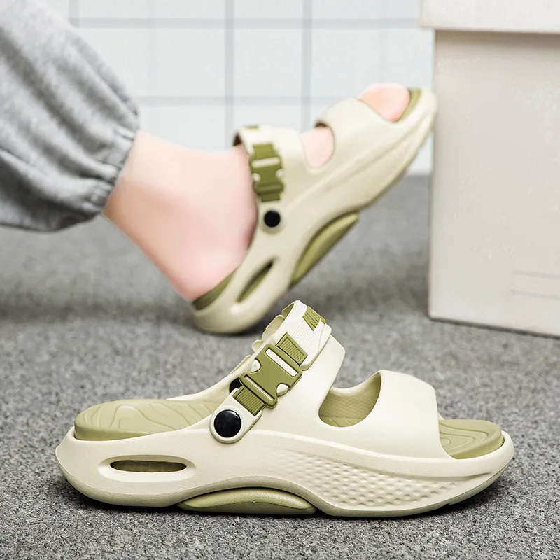 PAMASEN Beach Sandals Men White Black, Khaki Brown, Matcha Green-5
