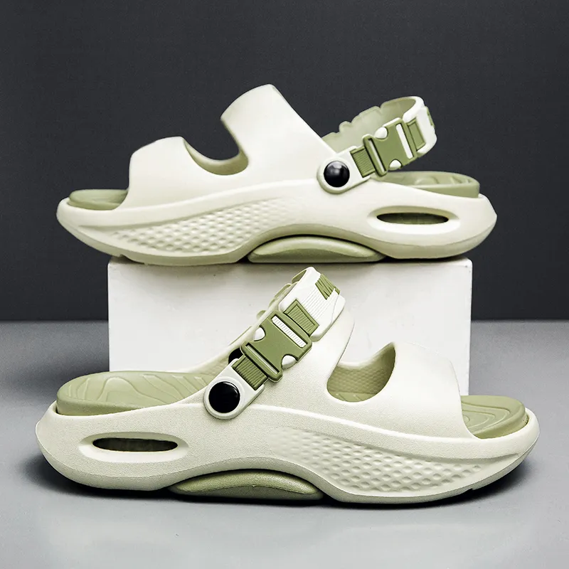 PAMASEN Beach Sandals Men White Black, Khaki Brown, Matcha Green-1