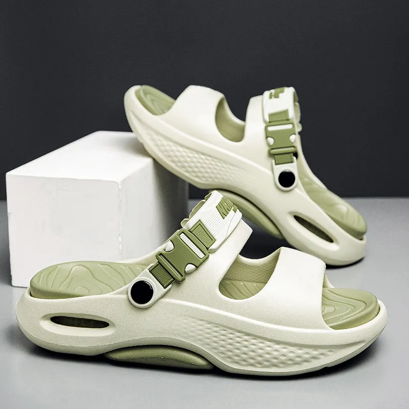 PAMASEN Beach Sandals Men White Black, Khaki Brown, Matcha Green-2