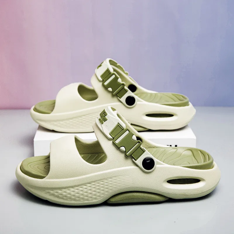 PAMASEN Beach Sandals Men White Black, Khaki Brown, Matcha Green-3