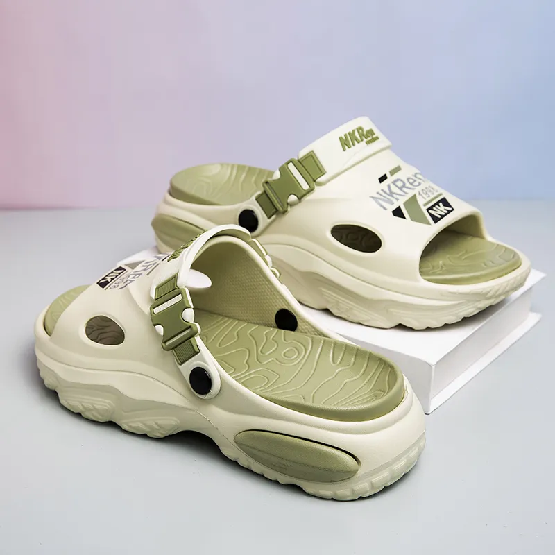 PAMASEN Beach Sandals Men Matcha Green, Black Gray, Black Orange, Khaki Brown-4