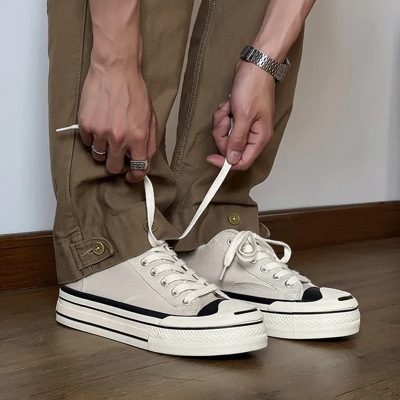 OUGLEMEN Coverage Abrasion Resistant Lightweight Slip Resistant Low Top Canvas Shoes Unisex Box-8