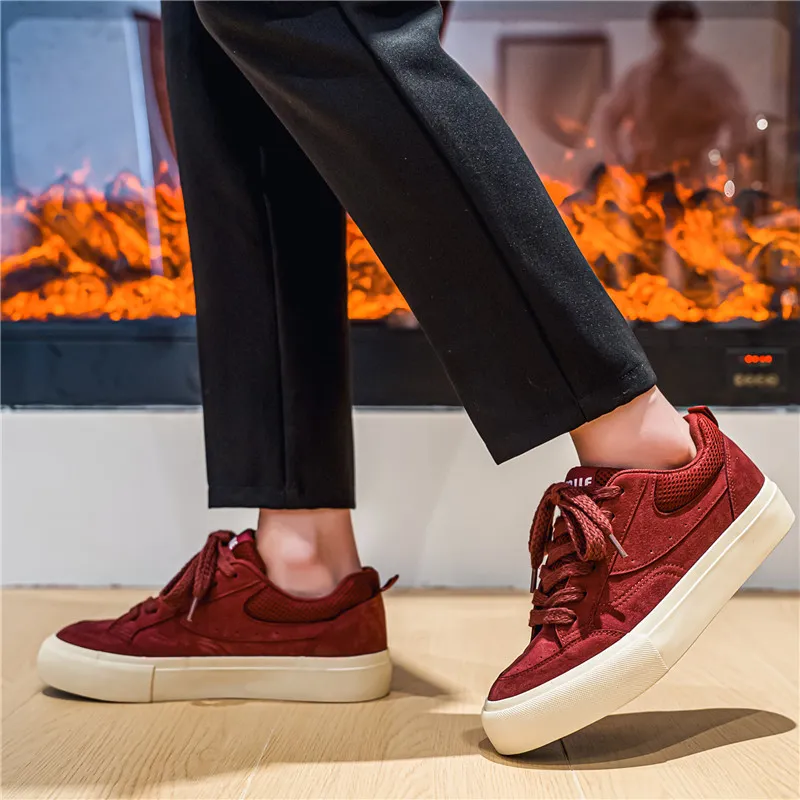 OUGLEMEN Red Snake Welcoming Spring Collection Lightweight And Breathable Low-Top Skateboard Shoes Men's-4