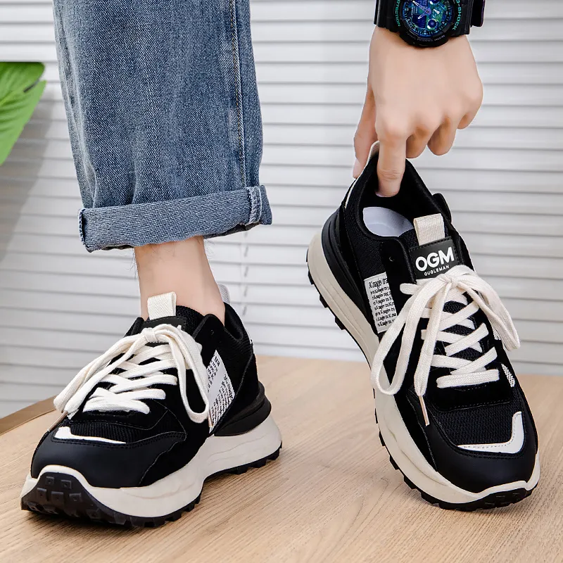 OUGLEMEN Slip Resistant And Abrasion Resistant Coverage Low Top Casual Shoes Men's Box-4