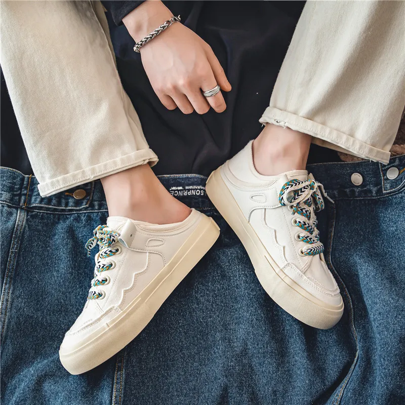 OUGLEMEN Slip Resistant And Abrasion Resistant Coverage Low Top Canvas Shoes Men's Box-8