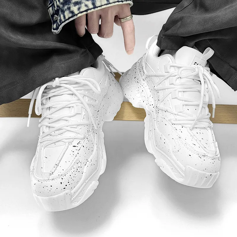 OUGLEMEN Wear Resistant Height Increasing Low Top Chunky Sneakers Unisex-8