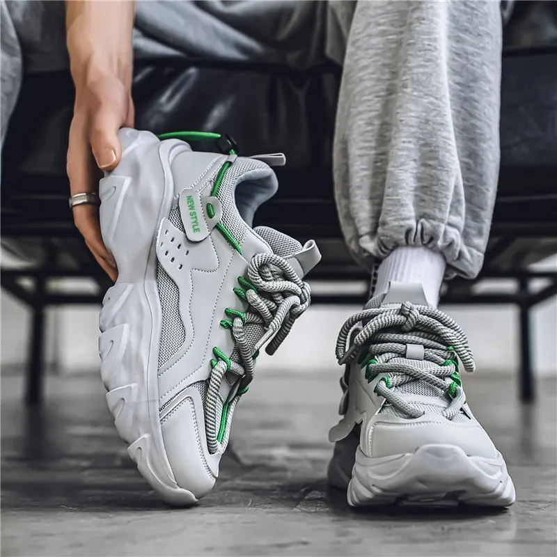 OUGLEMEN Coverage Height Increasing, Abrasion Resistant, Lightweight, And Breathable Low Top Chunky Sneakers Men's Box-4